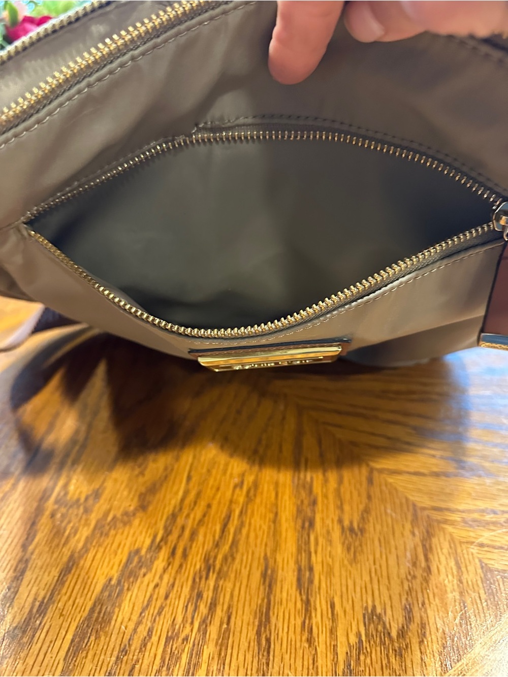 Calvin Klein Taupe Nylon Crossbody with Brown Strap - Picture 4 of 7